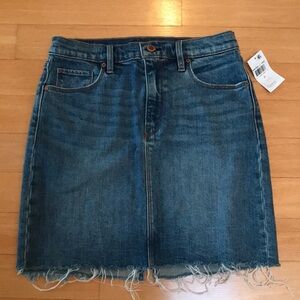 NWT HUDSON Lulu Jean skirt Size 27, frayed ends, stretchy.